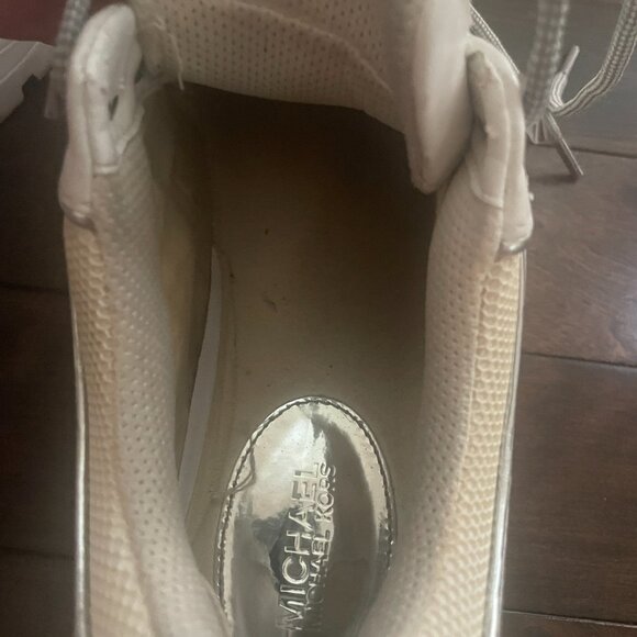 Michael Kors Women's Brooke White Leather & Scuba Trek Lace-Up Sneakers size 10 - Picture 10 of 12